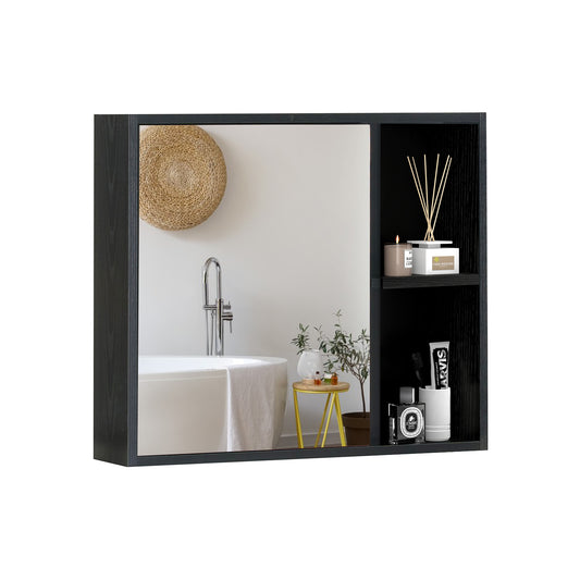 Giantex Bathroom Medicine Cabinet with Mirror, Wall Mounted Storage Cabinet, Space Saver for Bathroom, Black