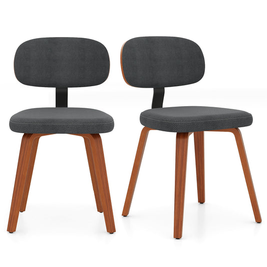 Giantex Wooden Dining Chairs Set of 2, Chenille Fabric Upholstered Kitchen Chairs, Walnut & Dark Grey