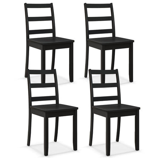 Giantex Set of 4 Dining Chairs, Space-Saving Armless Chairs w/Solid Rubber Wood Legs, Ladder Back Side Chairs, Black