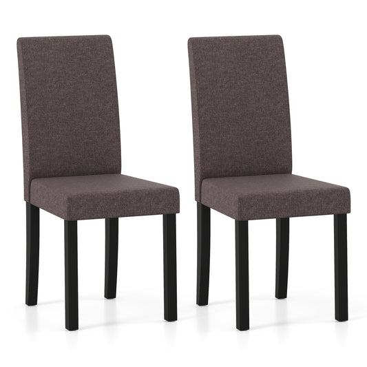 Giantex Dining Chairs Set of 2, Fabric Upholstered Armless Kitchen Side Chairs, Mid-century Modern Accent Parson Chairs, Brown