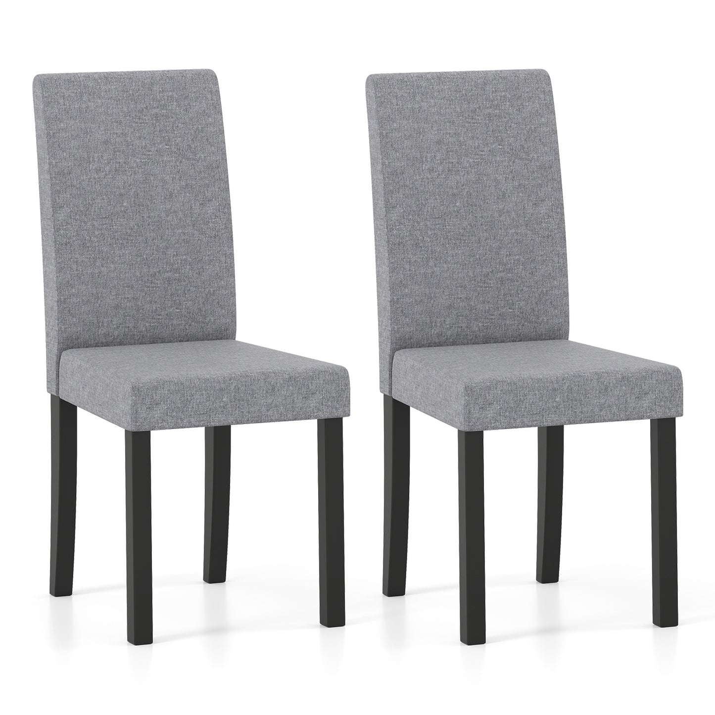 Giantex Dining Chairs Set of 2, Fabric Upholstered Armless Kitchen Side Chairs, Mid-century Modern Accent Parson Chairs, Light Gray