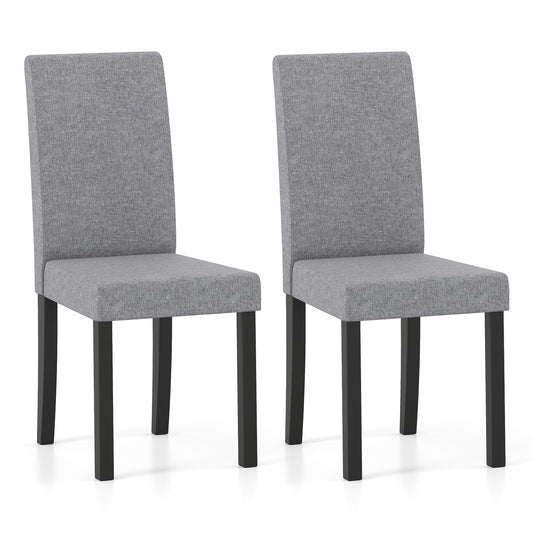 Giantex Dining Chairs Set of 2, Fabric Upholstered Armless Kitchen Side Chairs, Mid-century Modern Accent Parson Chairs, Light Gray