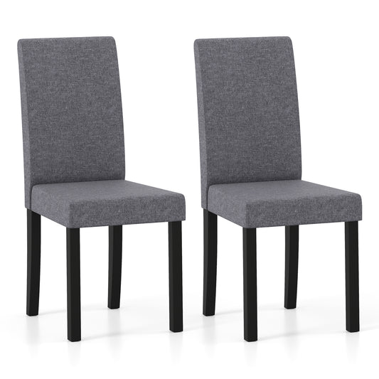 Giantex Dining Chairs Set of 2, Fabric Upholstered Armless Kitchen Side Chairs, Mid-century Modern Accent Parson Chairs, Dark Gray