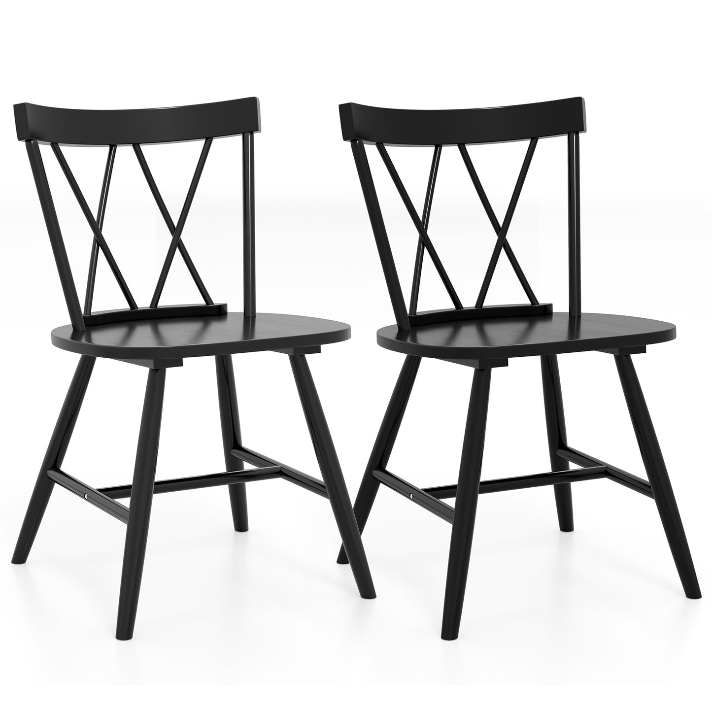 Giantex Dining Chairs Set of 2, Kitchen Armless Side Chairs, Farmhouse Accent Chairs, Black