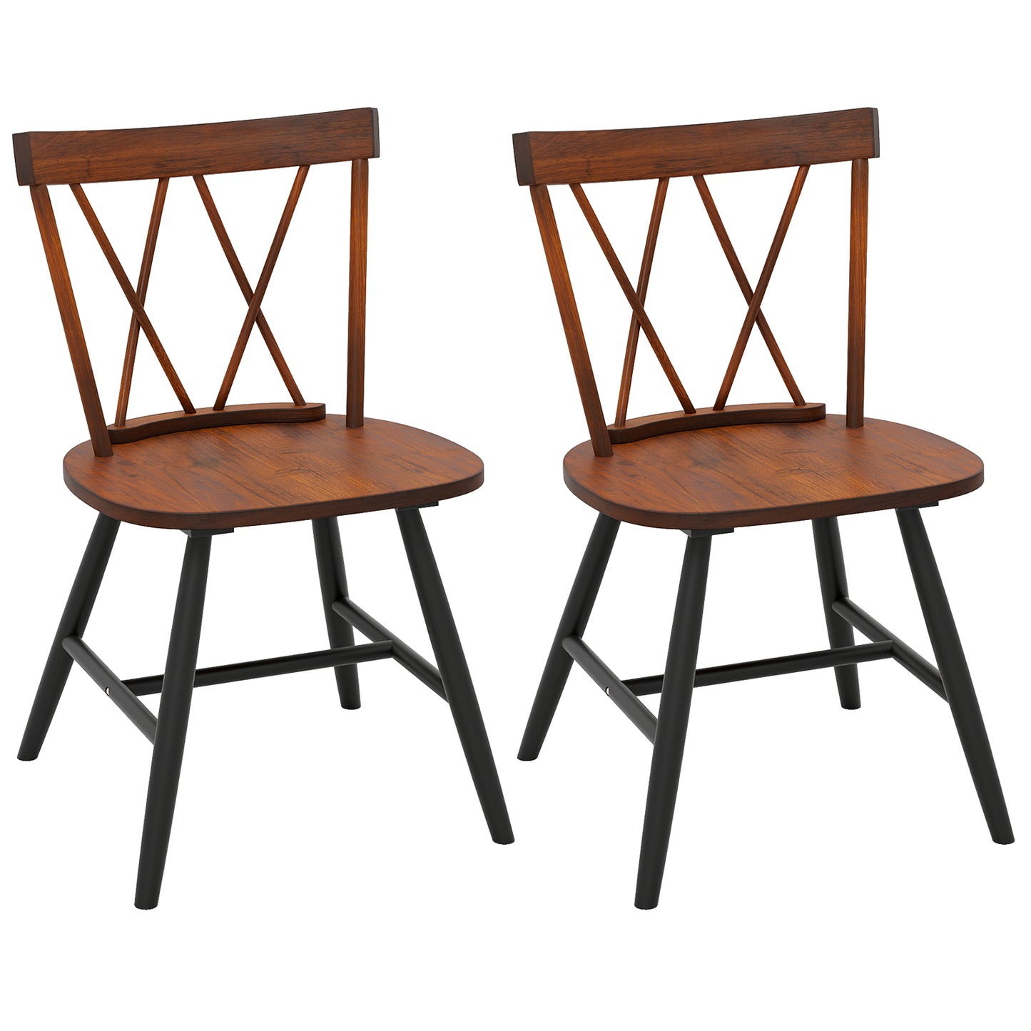Giantex Dining Chairs Set of 2, Kitchen Armless Side Chairs, Farmhouse Accent Chairs, Dark oak