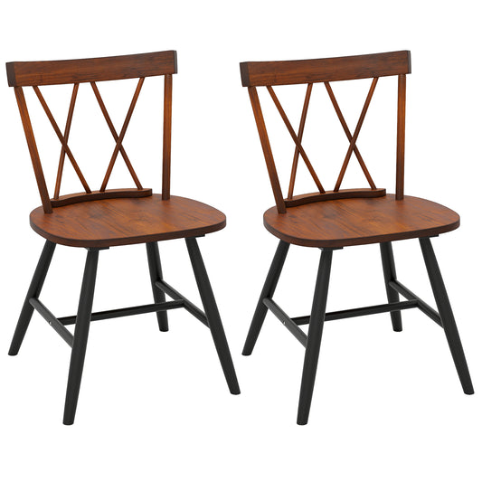 Giantex Dining Chairs Set of 2, Kitchen Armless Side Chairs, Farmhouse Accent Chairs, Dark oak