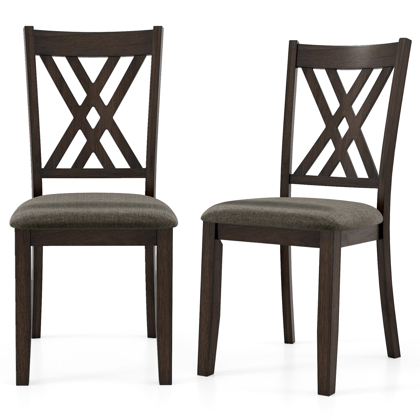 Giantex Farmhouse Dining Chair Set of 2, Upholstered Kitchen Chairs, Modern Armless Chair Furniture Set, Gray