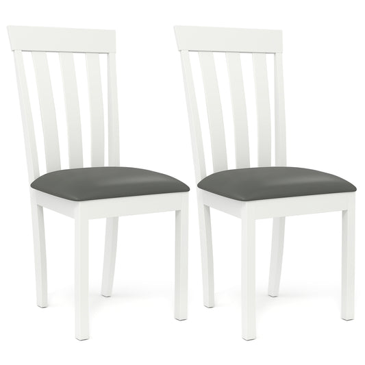 Giantex Mid Century Upholstered Dining Chairs, Rubber Wood Frame Kitchen Chairs, Side Chairs for Kitchen, White