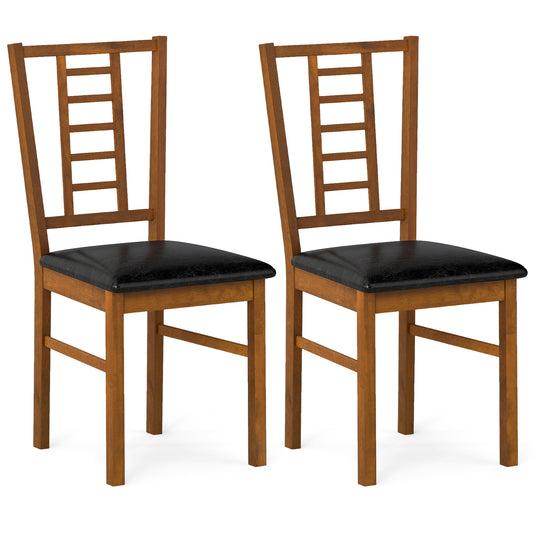 Giantex Wooden Dining Chairs Set of 2, Armless Kitchen Chairs w/Hollowed Backrest, Walnut