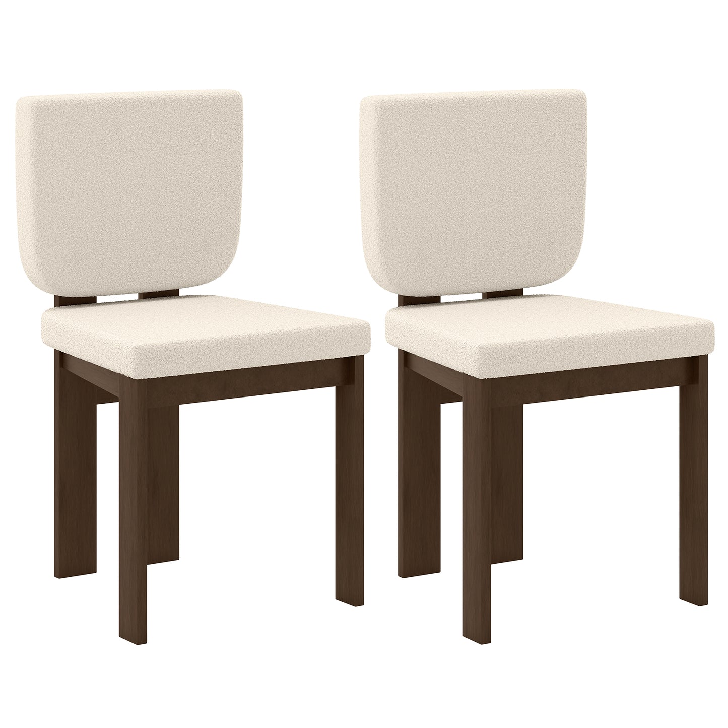Giantex Soft Sherpa Upholstered Dining Chair Set of 2, Wooden Kitchen and Dining Room Chairs