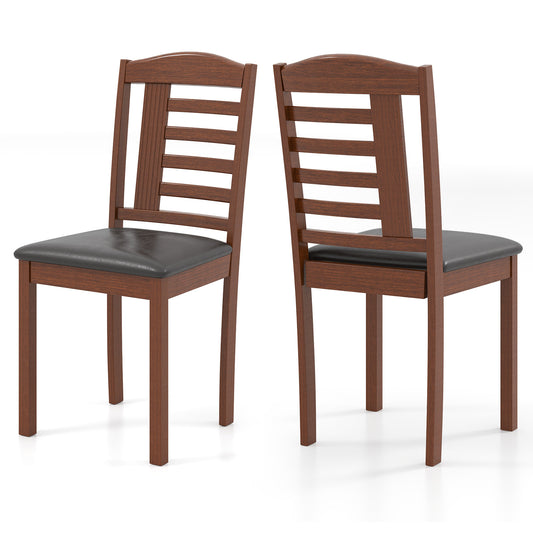 Giantex Dining Chairs Set of 2, Faux Leather Upholstered Kitchen Chairs, Mid-century Armless Accent Side Chairs