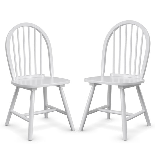 Giantex 2-Piece Windsor Dining Chairs, Heavy-Duty Rubber Wood Kitchen Side Chairs, White