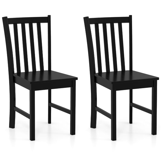 Giantex Wooden Dining Chairs Set of 2, Dinette Furniture Set w/Slatted Tilted Backrest, Kitchen Chairs , Black
