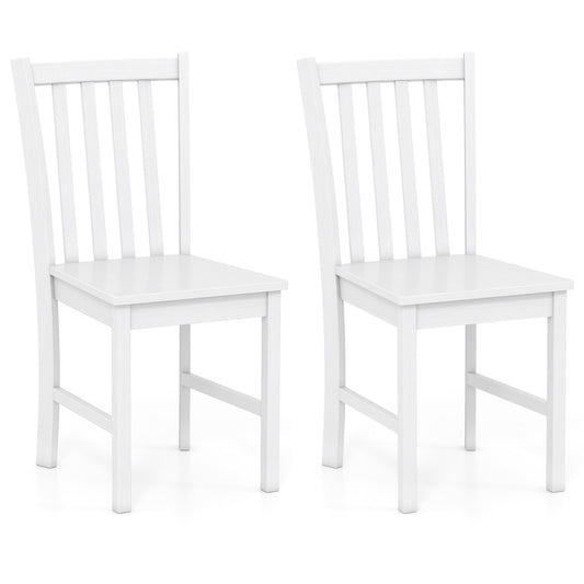 Giantex Wooden Dining Chairs Set of 2, Dinette Furniture Set w/Slatted Tilted Backrest, Kitchen Chairs , White