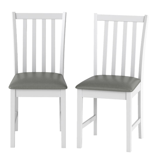 Giantex Wooden Dining Chairs Set of 2, Armless Chairs w/Faux Leather Upholstery, White