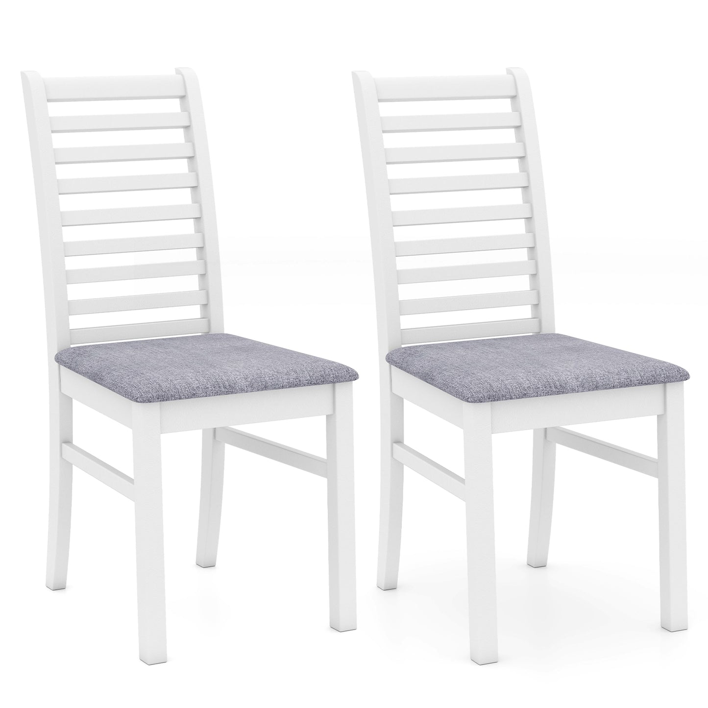 Giantex 2-Piece Wooden Dining Chair Set, Mid-Century Modern Chairs w/ Padded Seat High Curved Back, White
