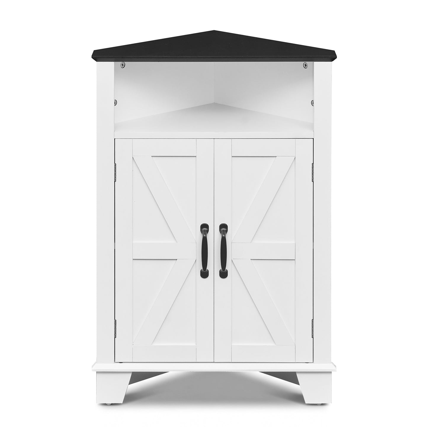 Giantex Corner Storage Cabinet, 2-Door Sideboard Organizer, Space-Saving Corner Shelf, White