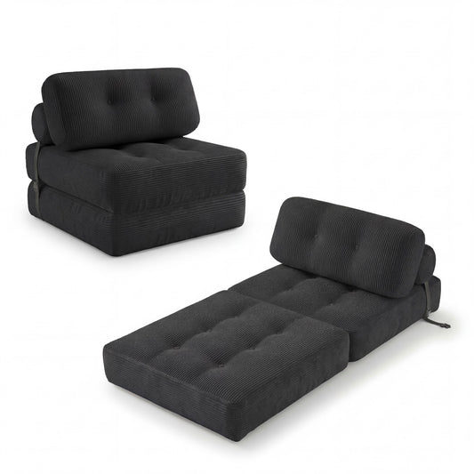 Giantex Convertible Folding Sofa Bed, Fold Out Sleeper Chair, Floor Sofa for Bedroom, Black