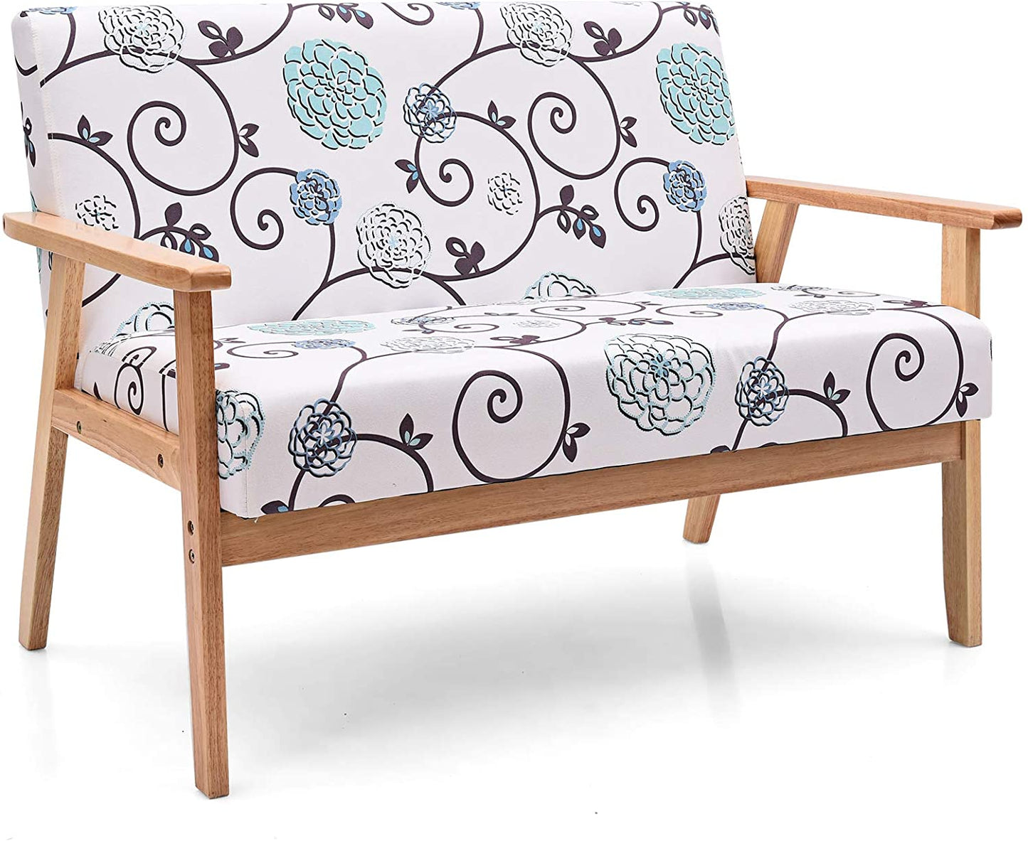 Giantex Modern Upholstered Loveseat, Fabric Loveseat Sofa Recliner Couch Wooden 2-Seat Armchair for Home and Office, Gray