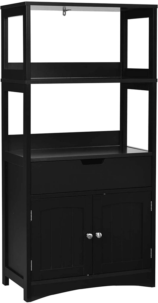 Giantex Large Bathroom Floor Cabinet, Freestanding Multipurpose Storage Cabinet with Drawer, 2 Open Shelves and Cupboard, Excellent for Bathroom, Living Room, 24 x 13 x 48 inches
