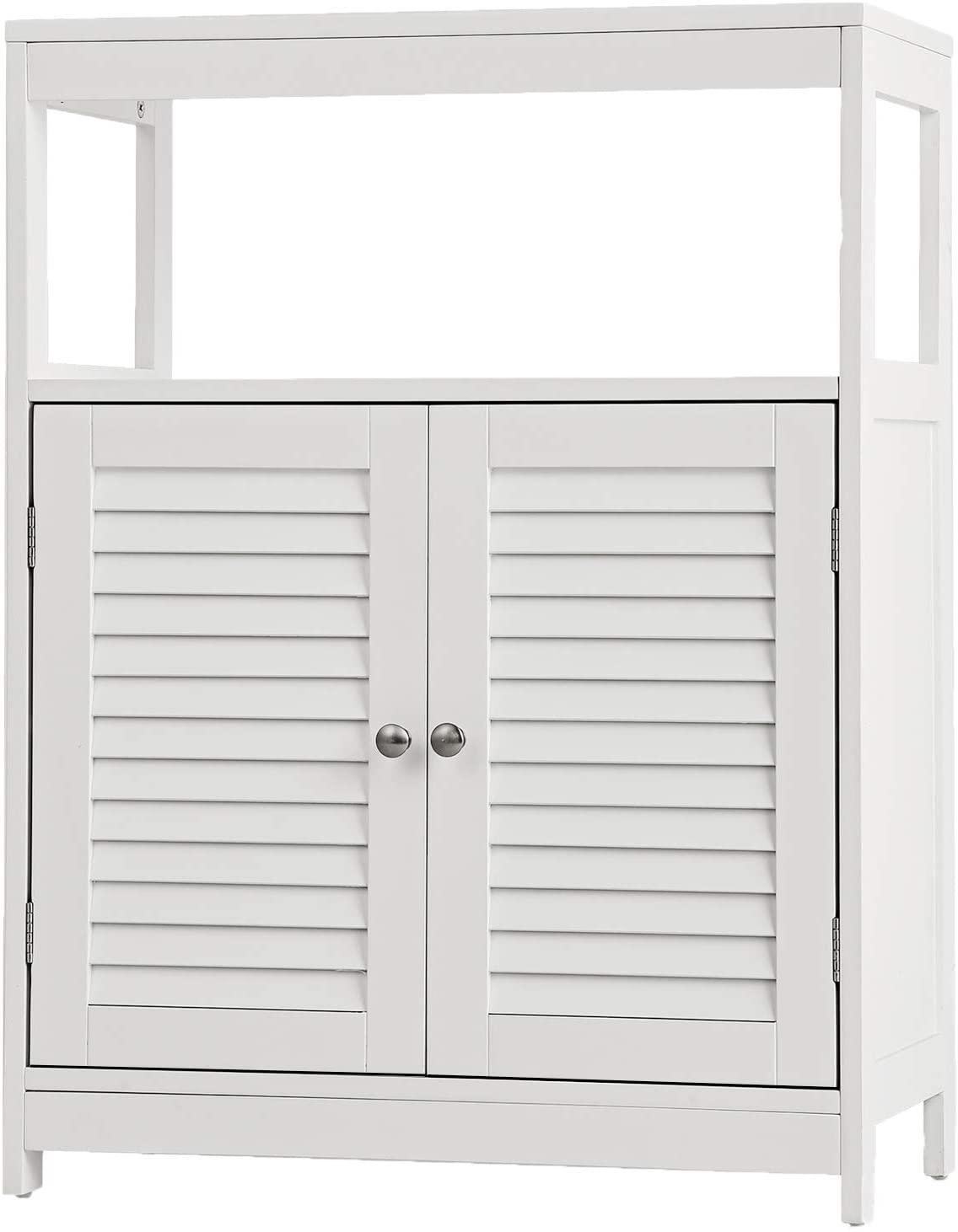 Giantex Floor Storage Cabinet Multifunctional Bathroom Floor Cabinet with Double Shutter Doors and Three-Position Adjustable Shelves, Ideal for Bathroom, Living Room, 23.5 x 12 x 31.5 inches (White)