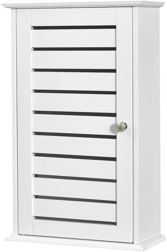Giantex Medicine Cabinet, Wall Mounted Bathroom Storage Cabinet with Single Louvered Door and Adjustable Shelves, Perfect for Bathroom, Kitchen, Living Room, 14 x 6 x 22 inches (White)