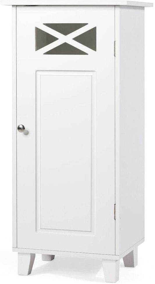 Giantex Bathroom Floor Storage Cabinet, Single Door Bathroom Cabinet with Adjustable Shelf, 12 x 15 x 32 inches (White)