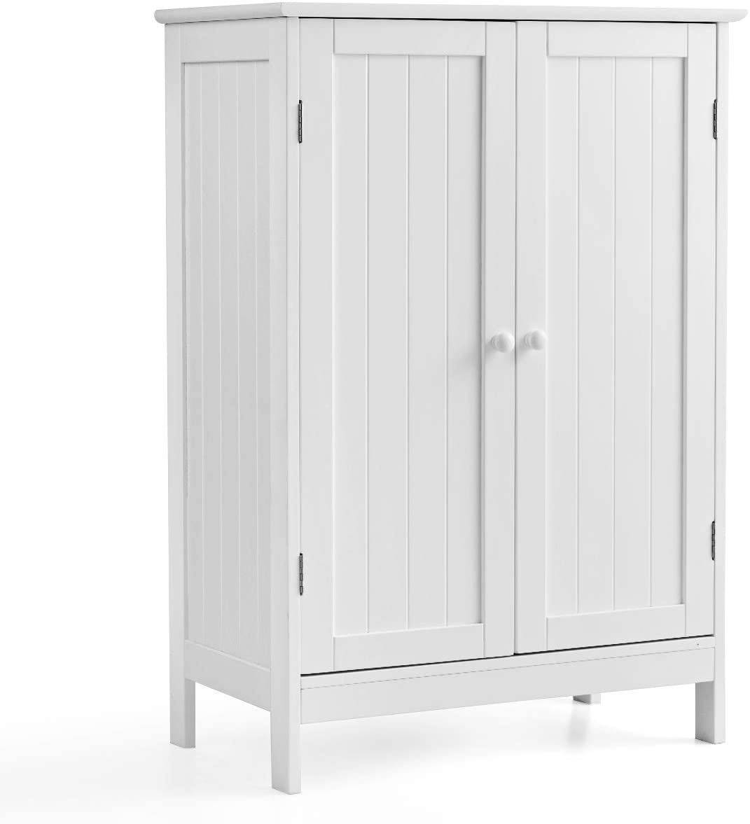 Giantex Bathroom Floor Cabinet, Wooden Freestanding Storage Cabinet with Double Doors, Suitable for Bathroom, Living Room, Bedroom, Entryway, 23.5 x 14 x 34 inches