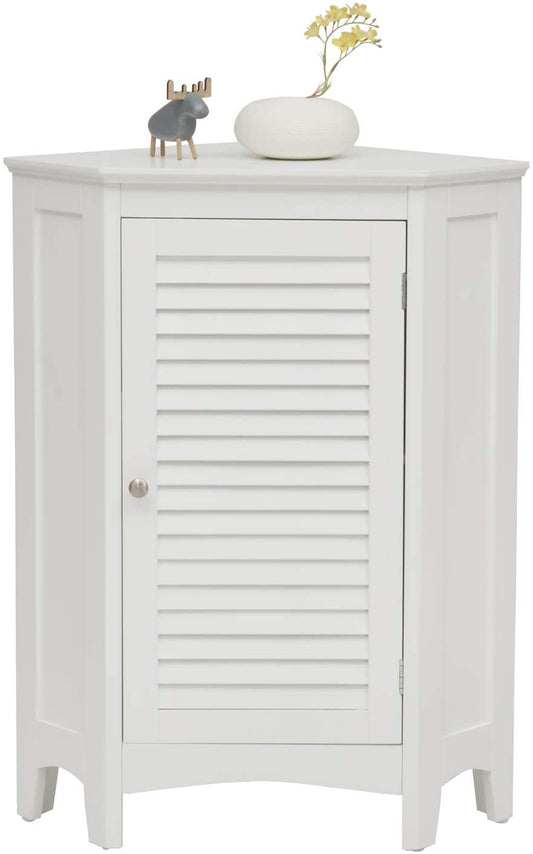 Giantex Bathroom Corner Cabinet, Floor Storage Cabinet with Shutter Door & Adjustable Shelf for Bathroom, Living Room, Bedroom, 25 x 17.5 x 32 inches (White)