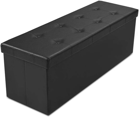 Giantex 45'' Folding Storage Ottoman Bench, 165L Oversized Storage Chest Footrest Padded Seat for Bedroom,Faux Leather