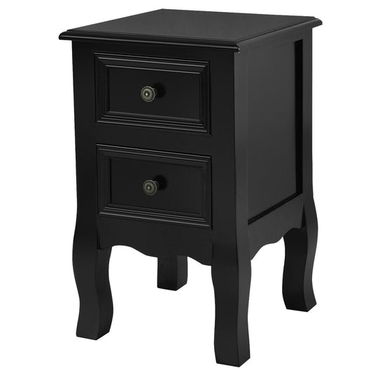 Giantex 2-Drawer Nightstand, Wooden Accent Bedside Table, Perfect Home Furniture for Bedroom, Living Room or Corridor, 12 x 12 x 20 inches