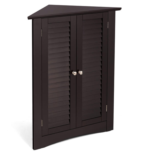 Giantex 3-Shelf Corner Cabinet, Freestanding Bathroom Floor Cabinet with Double Shutter Doors and Adjustable Shelf, Suitable for Bathroom, Living Room, Bedroom, Kitchen, 22 x 13 x 31.5 inches