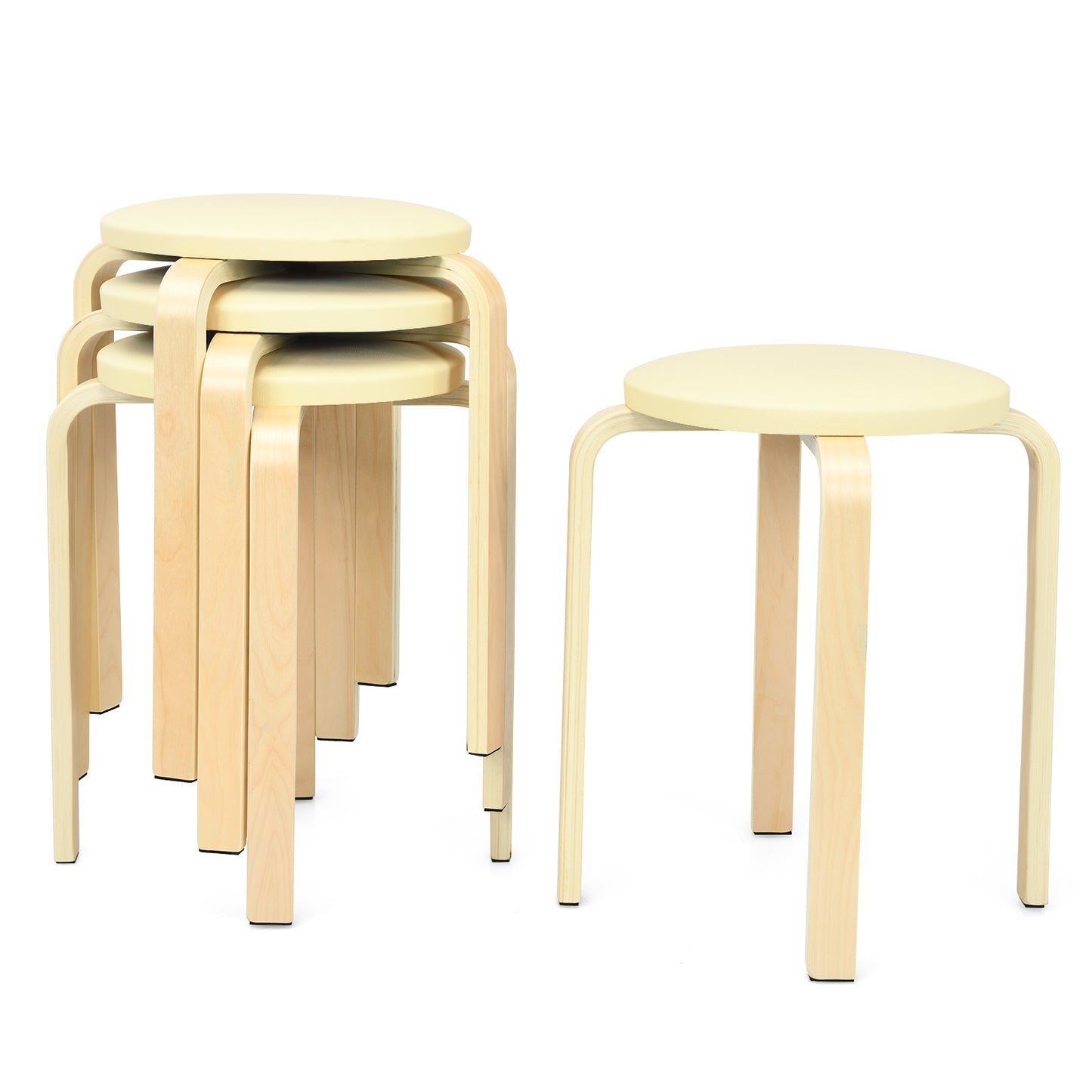 Giantex Set of 4 Bentwood Round Stool Stackable Dining Chair