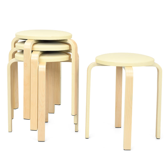 Giantex Set of 4 Bentwood Round Stool Stackable Dining Chair