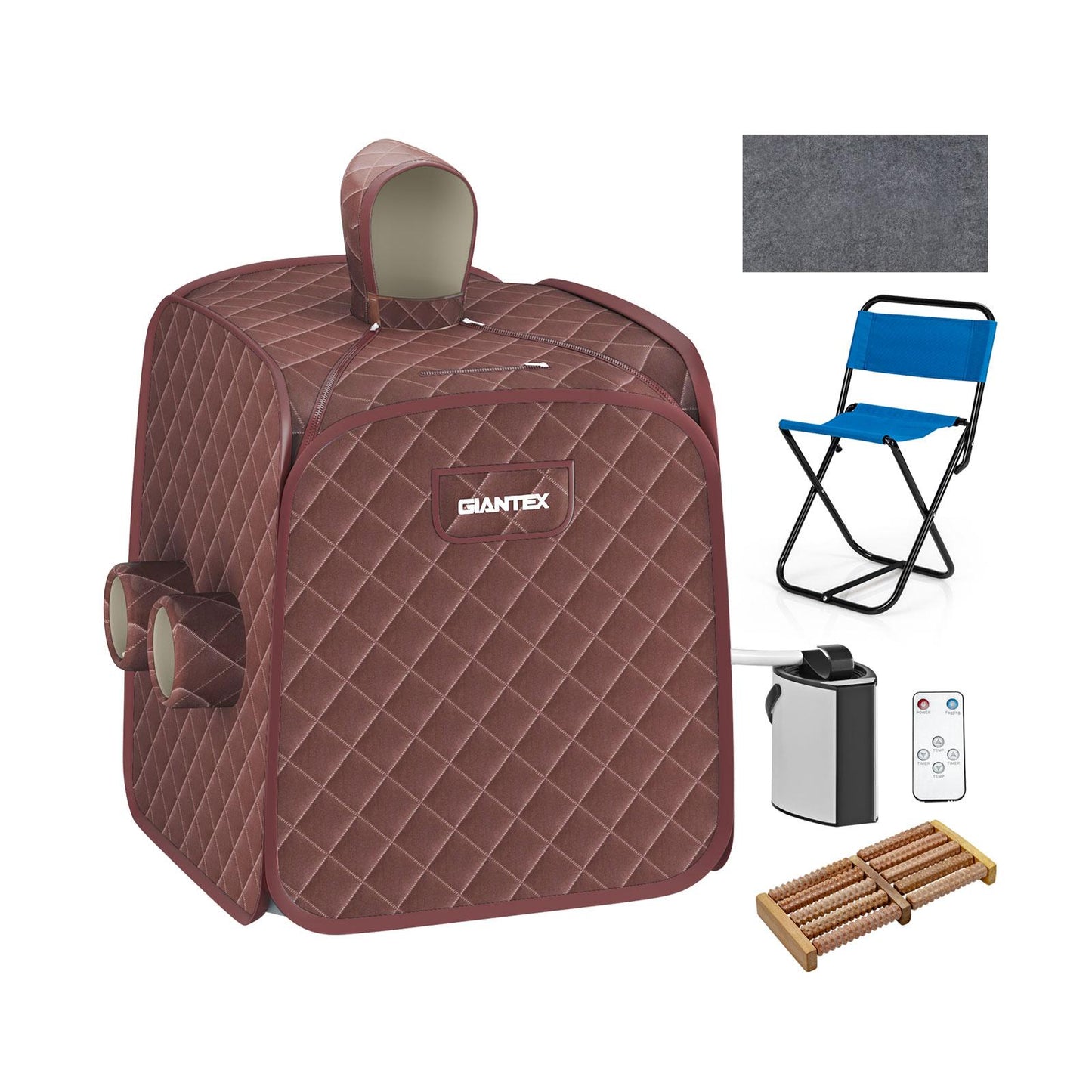 Globalway 800W 2 Person Portable Steam Sauna Tent SPA w/ Hat Side Holes 3L Steamer