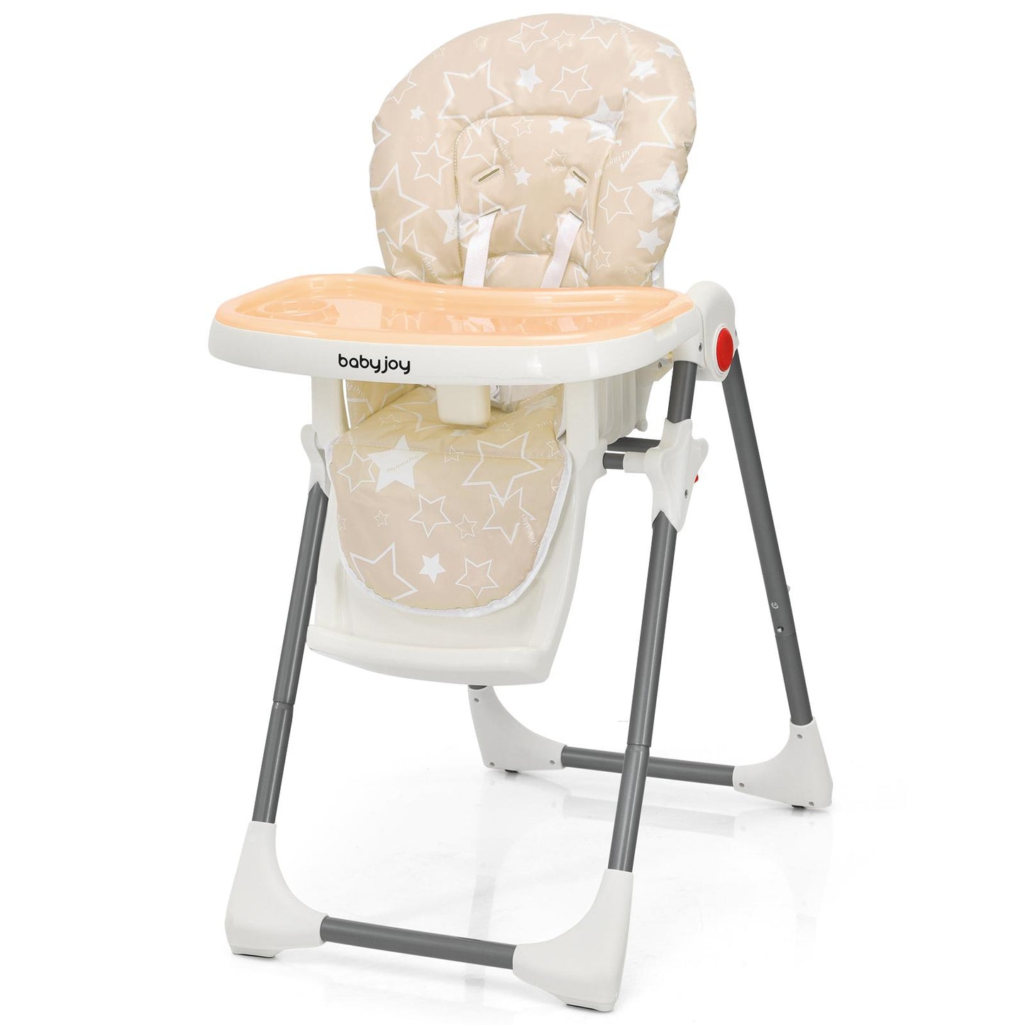 Folding High Chair for Babies & Toddlers, Infant Dining Chair w/ Removable Dishwasher Safe Tray, 5-Point Safety Belt, Wheels, Detachable Cushion, Adjustable Backrest Footrest & Height