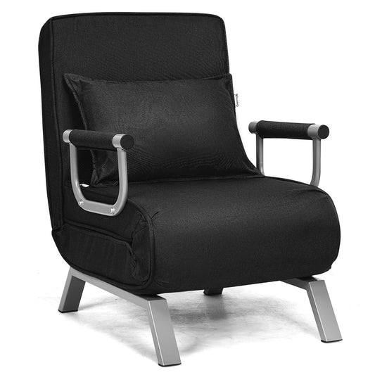 Giantex Convertible Sofa Chair Bed, Leisure Recliner Sleeper w/ 5 Adjustable Position Backrest into Lounge Seat, Folding Sofa Bed w/High Elastic Sponge, Durable Steel, Ideal for Home, Office