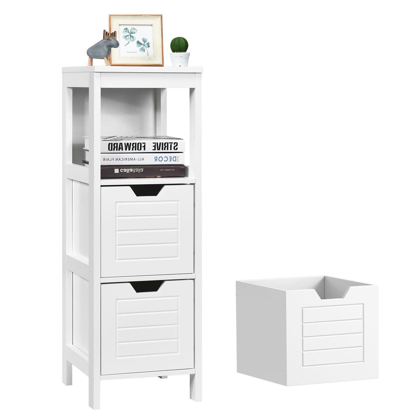 Giantex Bathroom Floor Cabinet, Multifunctional Free-Standing Storage Cabinet w/2 Removable Drawers, Side Storage Organizer w/Anti-toppling Device, Ideal for Entryway/Bathroom/Bedroom