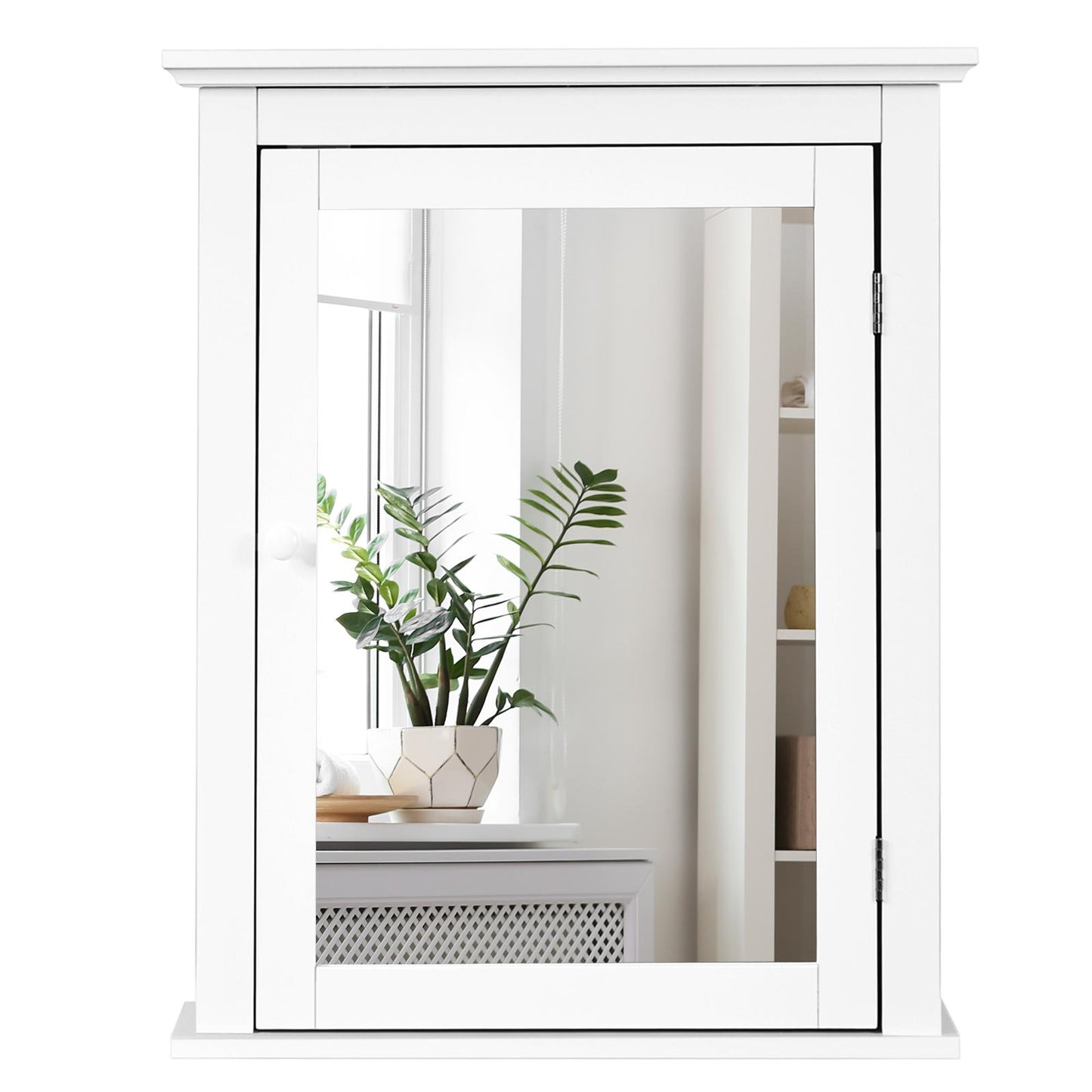 Giantex Bathroom Medicine Cabinets, Wall Mount Mirrored Storage Cabinets w/Single Door & Adjustable Shelf, Multipurpose Wooden Organizer for Hallway Living Room Bedroom