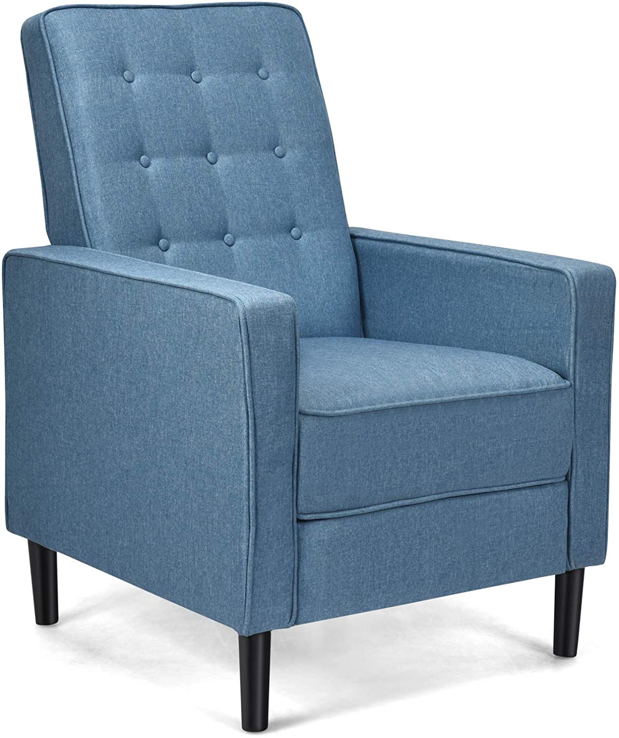 Giantex Push Back Recliner Chair with Footrest, Fabric Modern Accent Chair Armchair Recliner Sofa for Living Room Bedroom Office Club Chair (1 Pcs)