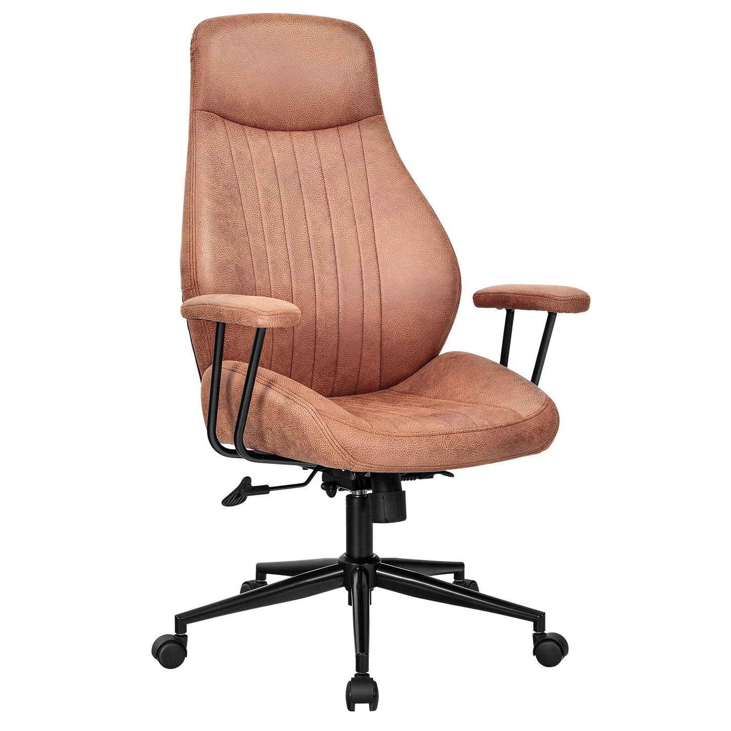 Giantex Ergonomic Office Chair, Suede Fabric Executive Chair, High Back Computer Desk Chair with Removable Padded Armrest for Executive Home Office