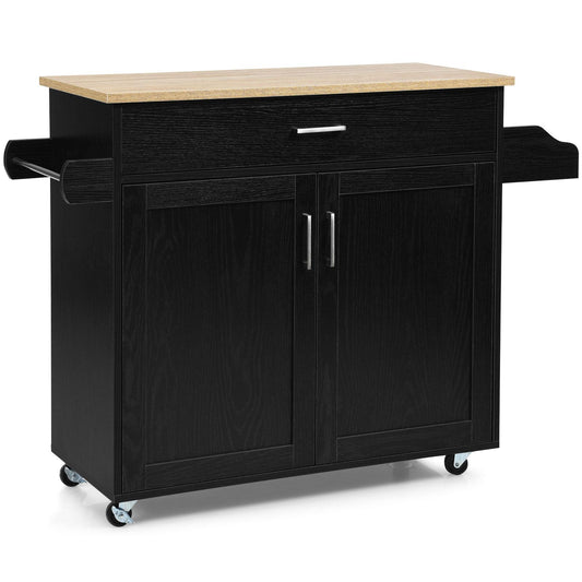 Giantex Kitchen Island Cart with Storage Cabinet on Wheels, Spice Rack Towel Rack & Drawer