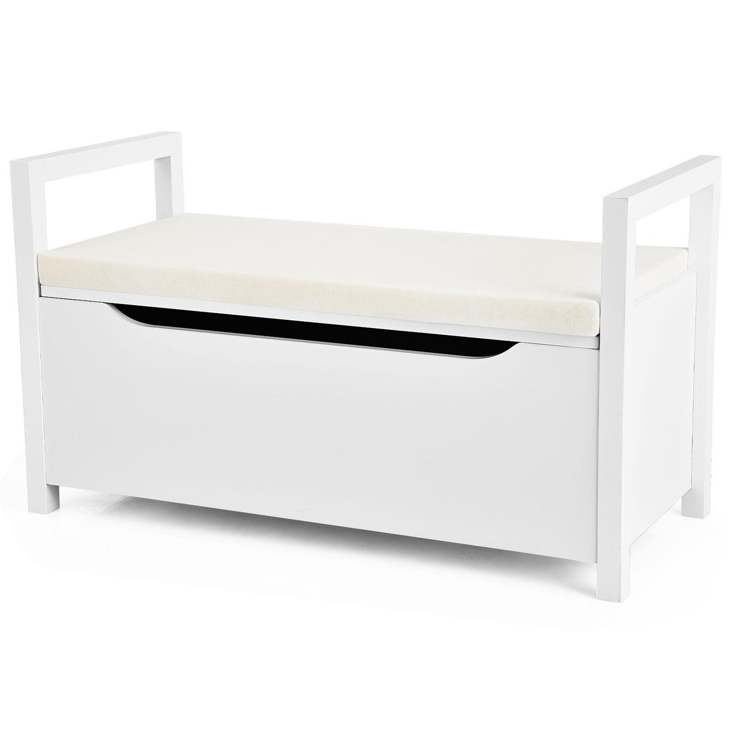 Giantex Shoe Storage Bench with Cushion, Entryway Storage Benches, End of Bed Bench for Bedroom, Wood Shoe Bench with Seat