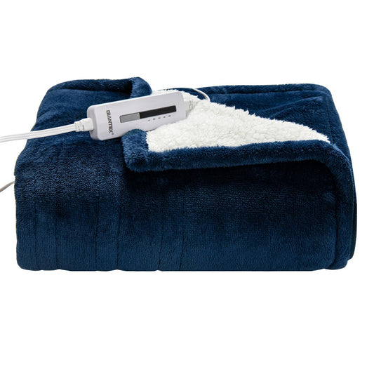 Giantex Electric Throw Heated Blanket, Soft Fast Heating Blanket w/5 Heat Settings, 3 Hours Auto-Off & Thermostatic Control, Warming Double-Side Flush Blanket Machine Washable, Blue