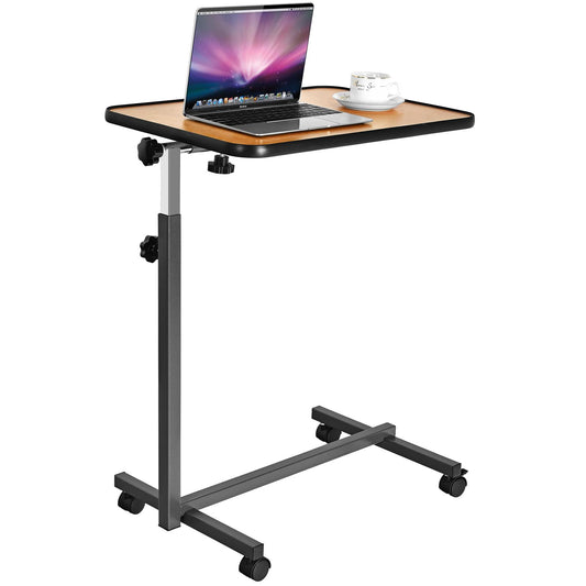Giantex Adjustable Tilt Overbed Table, Medical Bedside Bed Table, Hospital Food Tray, Home Laptop Desk