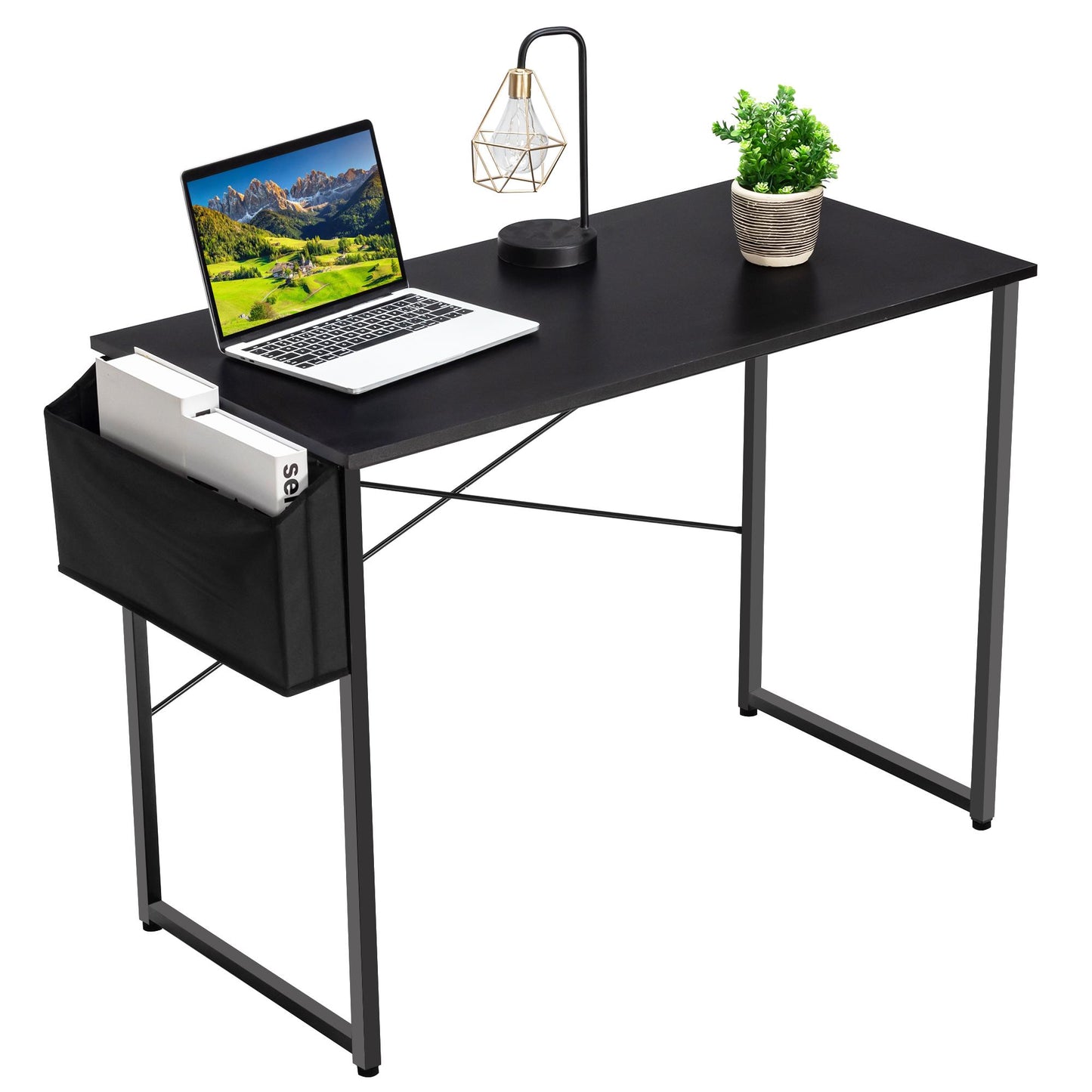 Giantex 40" Study Computer Desk, Industrial Home Office Writing Desk w/Storage Bag, Laptop Table for Living Room Bedroom