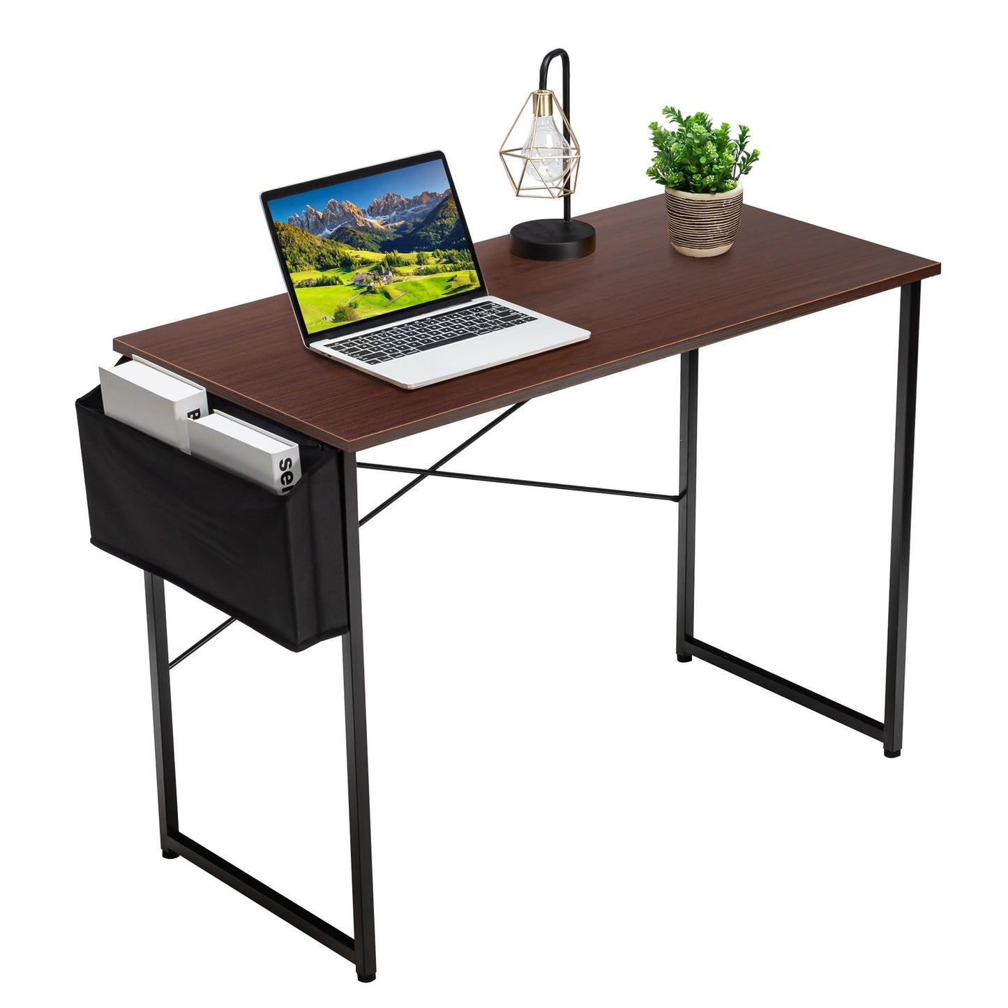 Giantex 40" Study Computer Desk, Industrial Home Office Writing Desk w/Storage Bag, Laptop Table for Living Room Bedroom