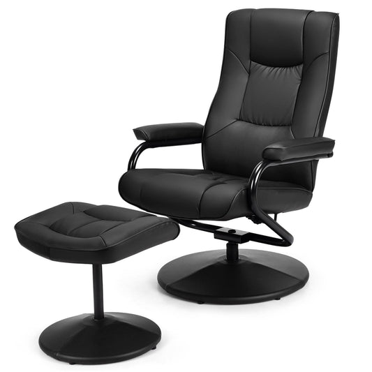 Giantex Swivel TV Chair w/Stool, Armchair w/Adjustable Backrest, Recliner w/Maximum Load Capacity, Massage Chair Made of Artificial Leather