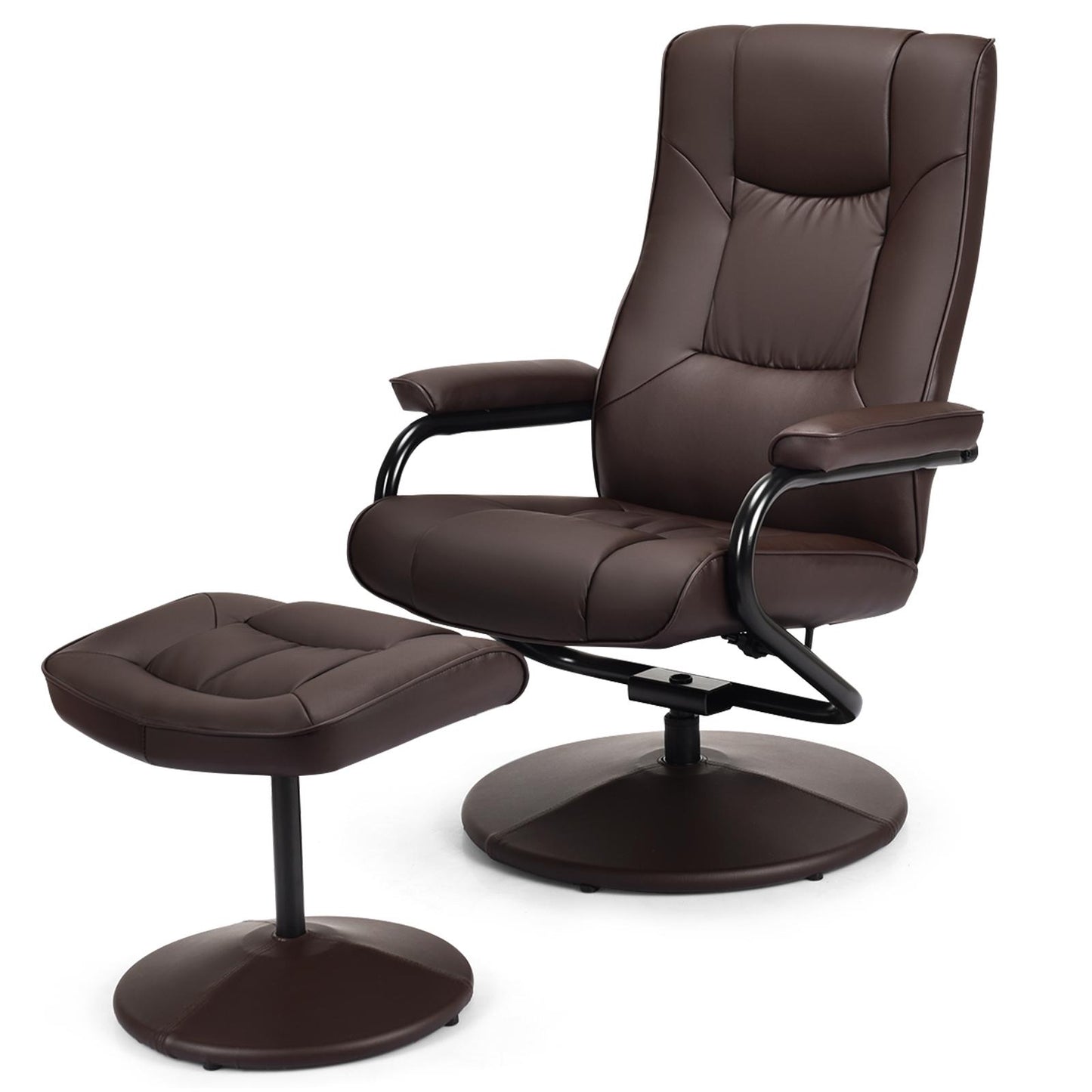 Giantex Swivel TV Chair w/Stool, Armchair w/Adjustable Backrest, Recliner w/Maximum Load Capacity, Massage Chair Made of Artificial Leather
