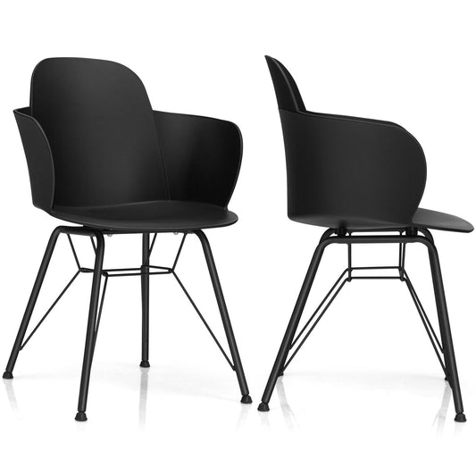 Giantex Modern Dining Chairs Set of 2, Lounge Plastic Accent Chair w/ Ergonomic Backrest,  Leisure Armchair for Kitchen, Dining Room, Bedroom, Living Room